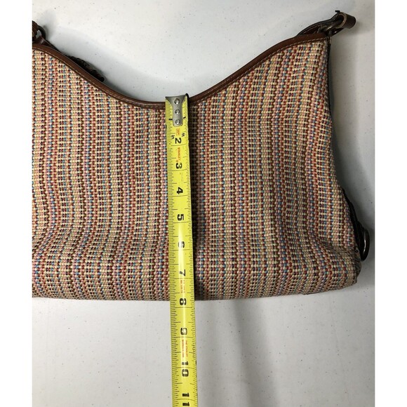 VTG Y2K Fossil Key Woven Nylon Brown Leather Hobo Bag Handbag Shoulder Purse - Picture 14 of 15